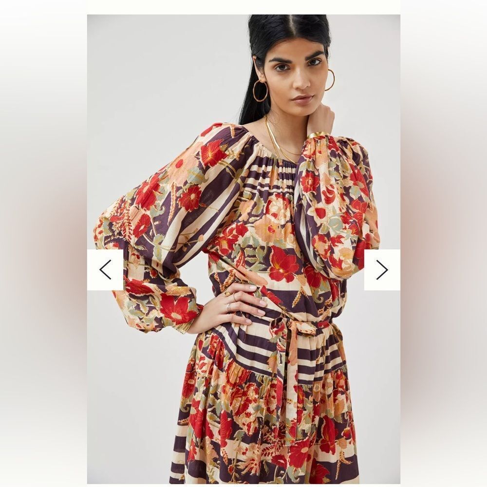 Anthropologie Mes Demoiselles Floral Striped Maxi Dress - Picture 3 of 12